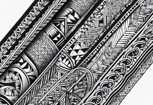 Geometric arm sleeve polynesian tattoo idea