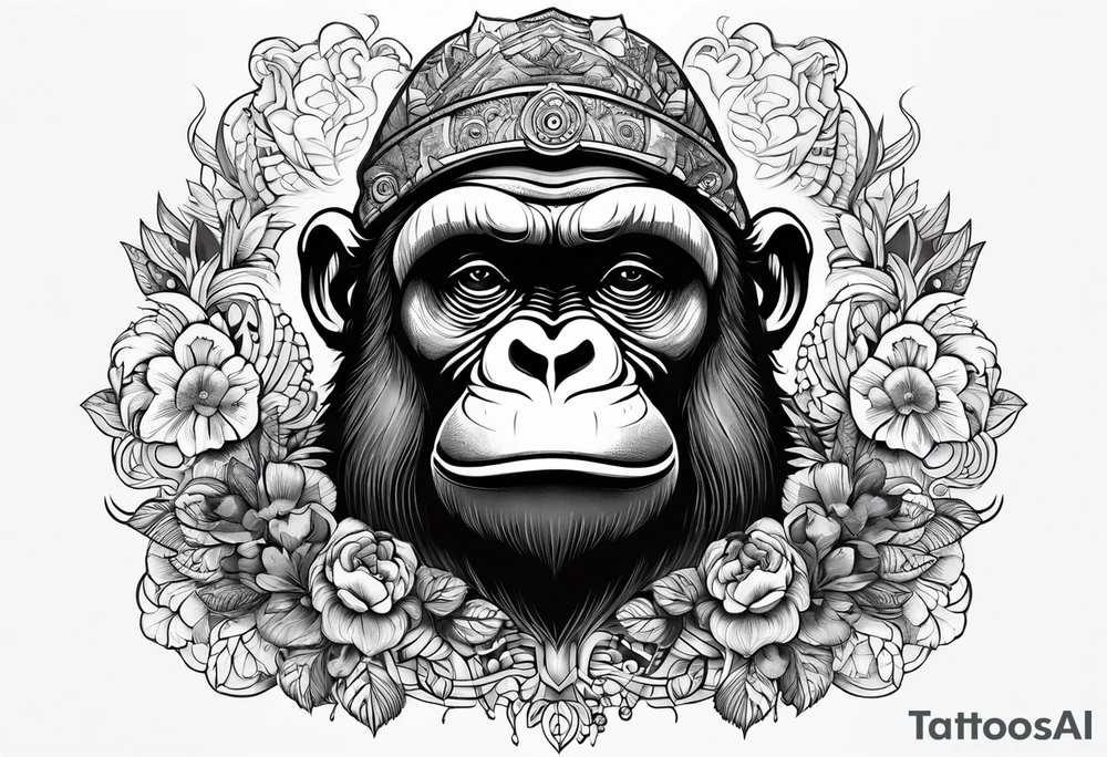 gorila tocando baixo tattoo idea