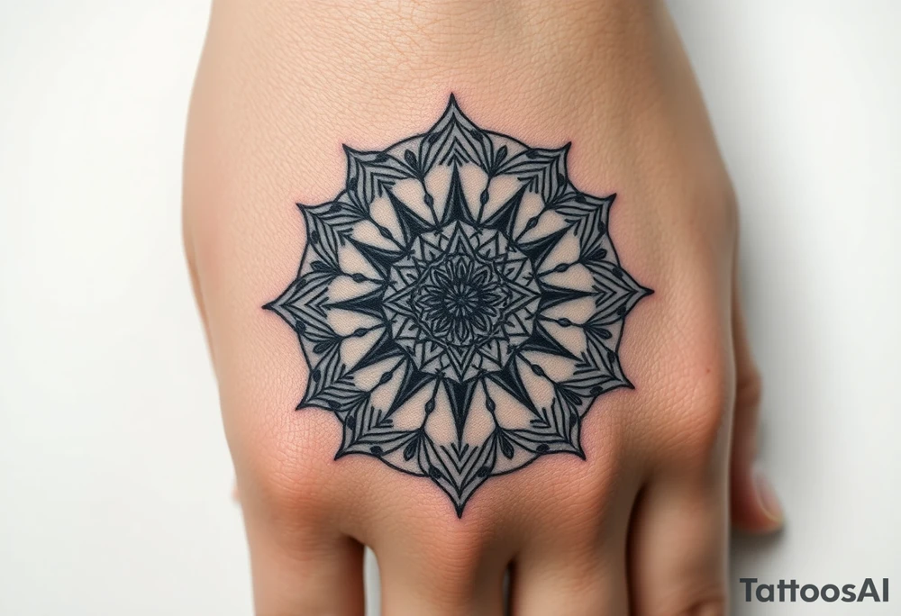intricate mandala with sacred geometry and cosmic elements tattoo idea