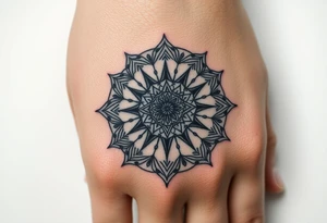 intricate mandala with sacred geometry and cosmic elements tattoo idea