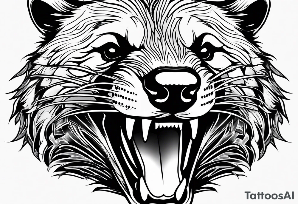 badger mouth open tattoo idea
