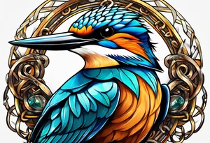 a kingfisher is trapped in a lot of chain tattoo idea