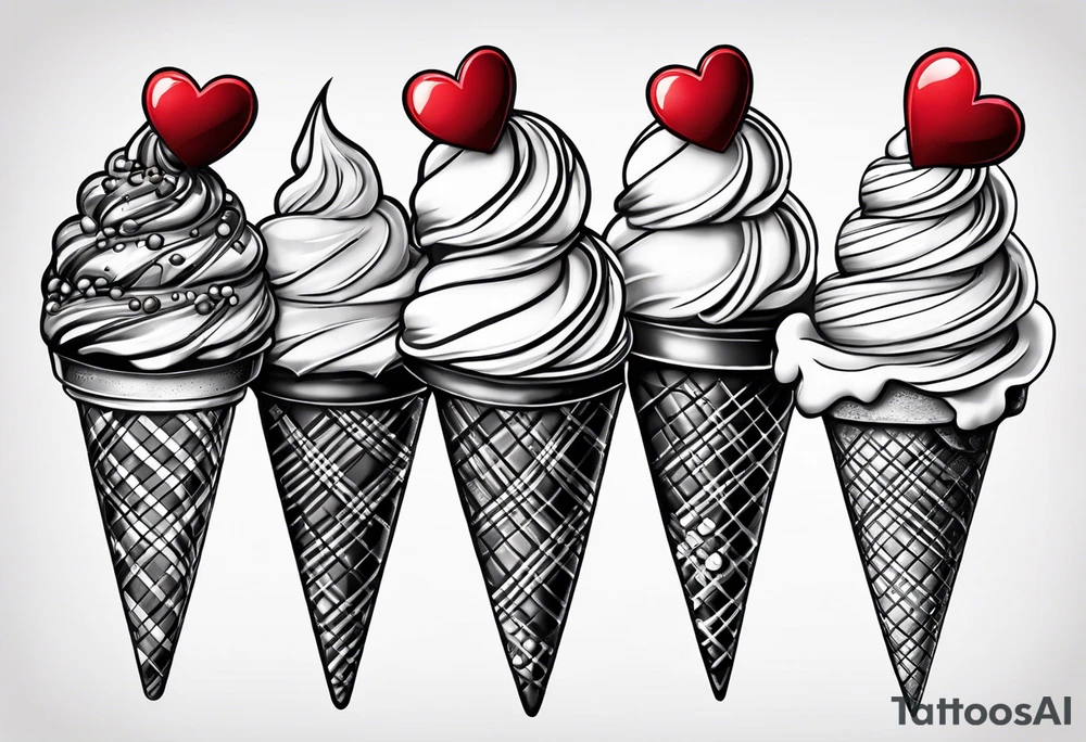 small ice cream cone with small red heart on it somewhere while representing Scotland tattoo idea