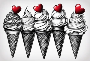 small ice cream cone with small red heart on it somewhere while representing Scotland tattoo idea