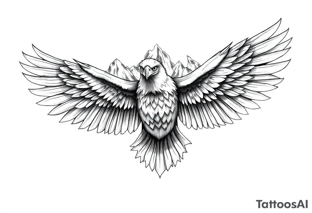 majestic eagle spreading wings against mountain peaks 

In the eagles wings put these names. 
Isabella 
joeseph
Anthony tattoo idea