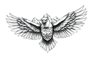 majestic eagle spreading wings against mountain peaks 

In the eagles wings put these names. 
Isabella 
joeseph
Anthony tattoo idea