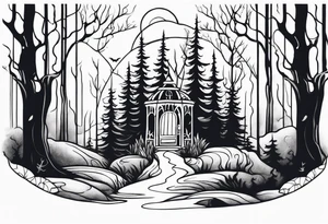 Enchanted forest transitioning to a haunted forest tattoo idea