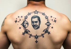 R.I.P. 
Anthony Lamont Deal Sr 
surrounded by moons and stars tattoo idea