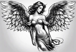 Angel in short clothes tattoo idea