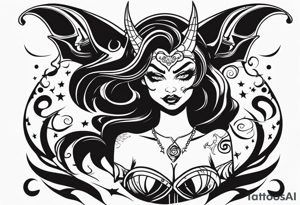 Hot demon girl tattoo idea