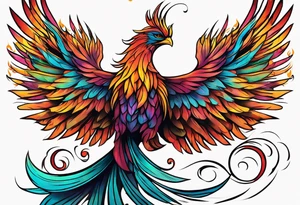 Small phoenix rising up. For mom memory. Little details tattoo idea