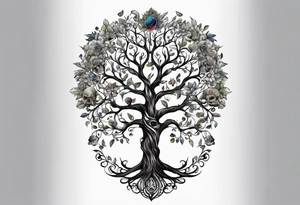 Tree of life growing out of skull tattoo idea