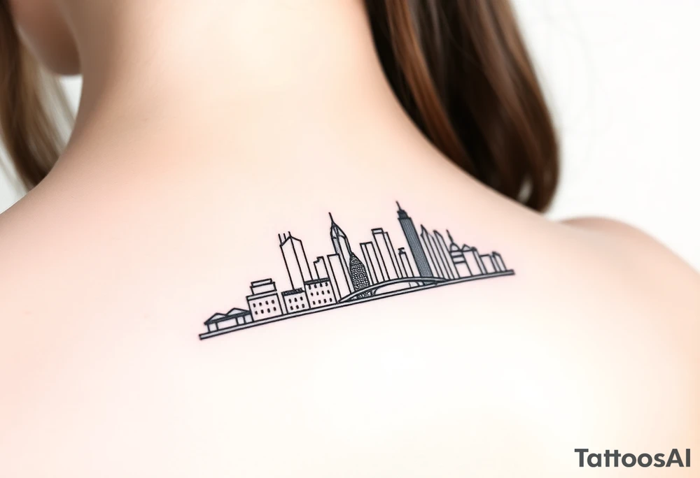 small thin lines pittsburgh skyline tattoo idea