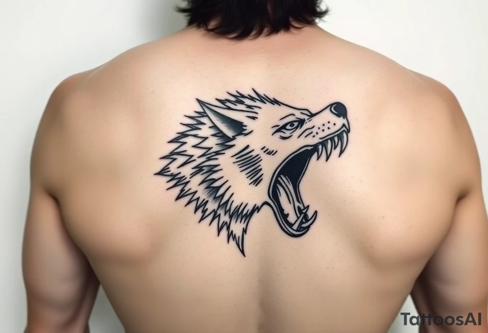 a tattoo of a creeping wolf with bared fangs tattoo idea