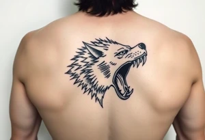 a tattoo of a creeping wolf with bared fangs tattoo idea