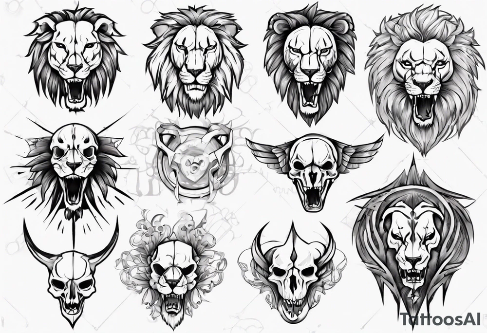 Lion skull tattoo idea