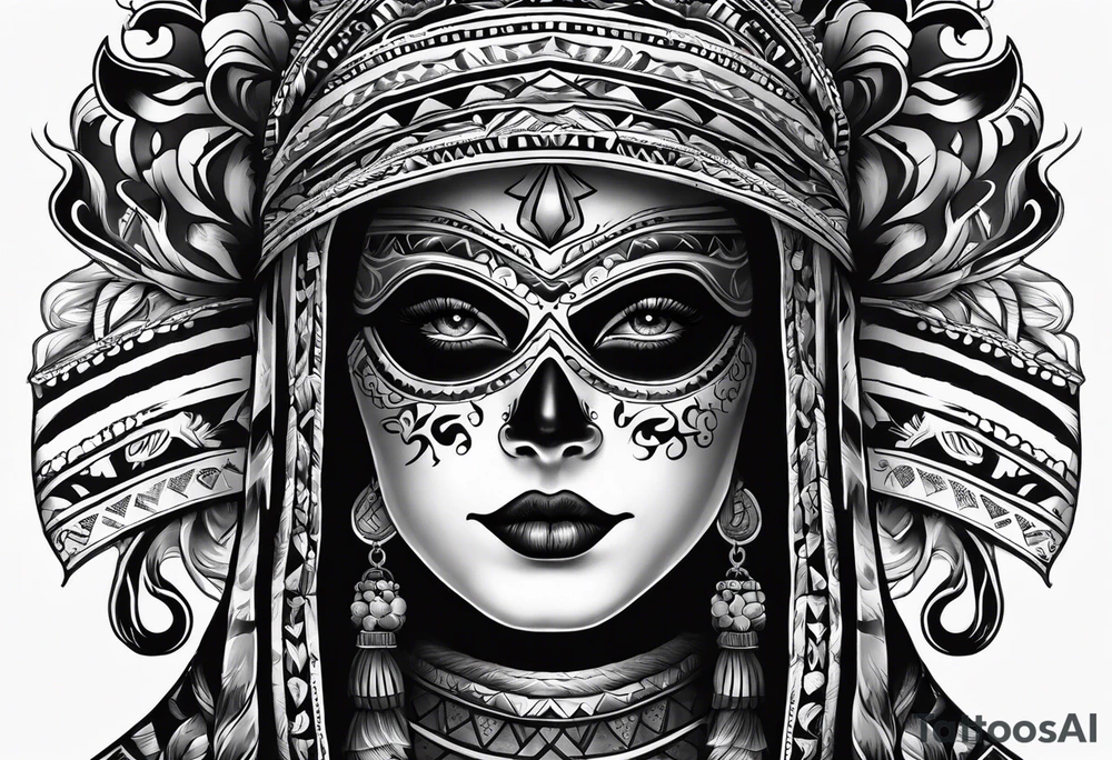 Ghost with Mexican blanket tattoo idea