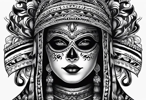 Ghost with Mexican blanket tattoo idea