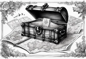Treasure map for chest tattoo idea