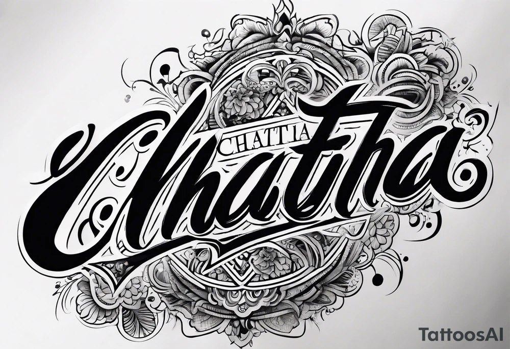 Write in text “Chattha” in cursive font whilst blending it in with some nice shading as a big forearm tattoo tattoo idea