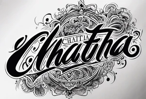 Write in text “Chattha” in cursive font whilst blending it in with some nice shading as a big forearm tattoo tattoo idea