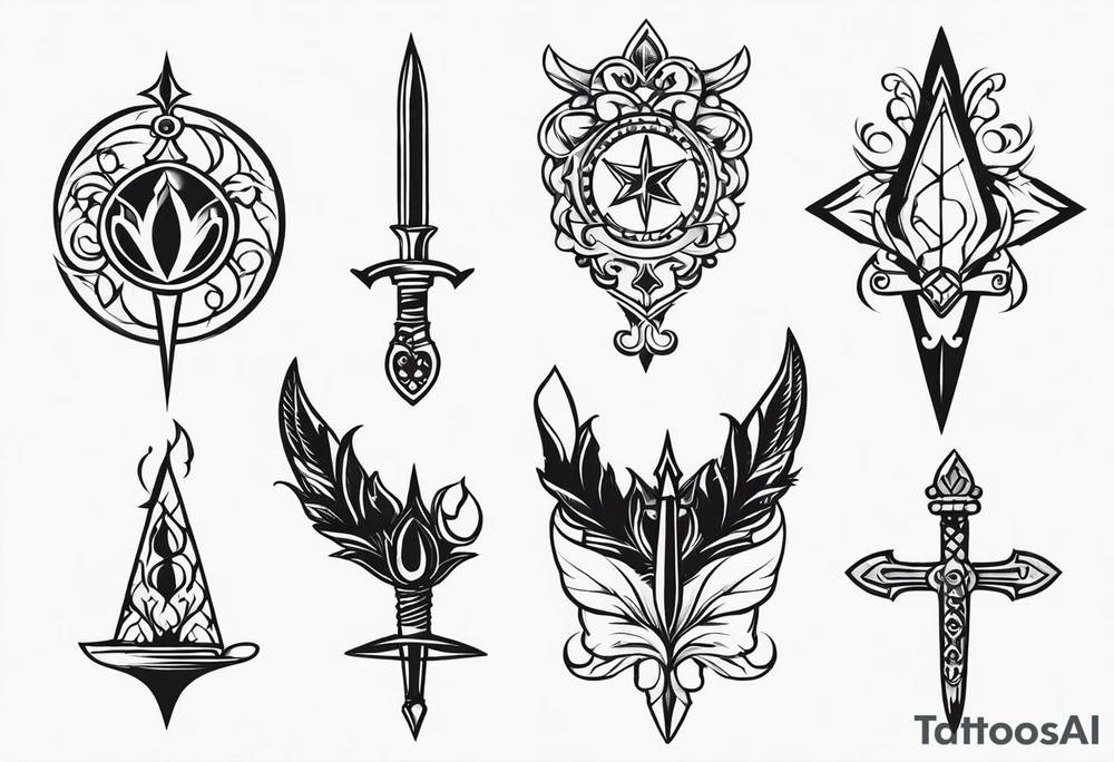 theme daggers and stilletos different designs tattoo idea