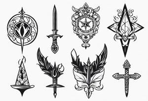 theme daggers and stilletos different designs tattoo idea