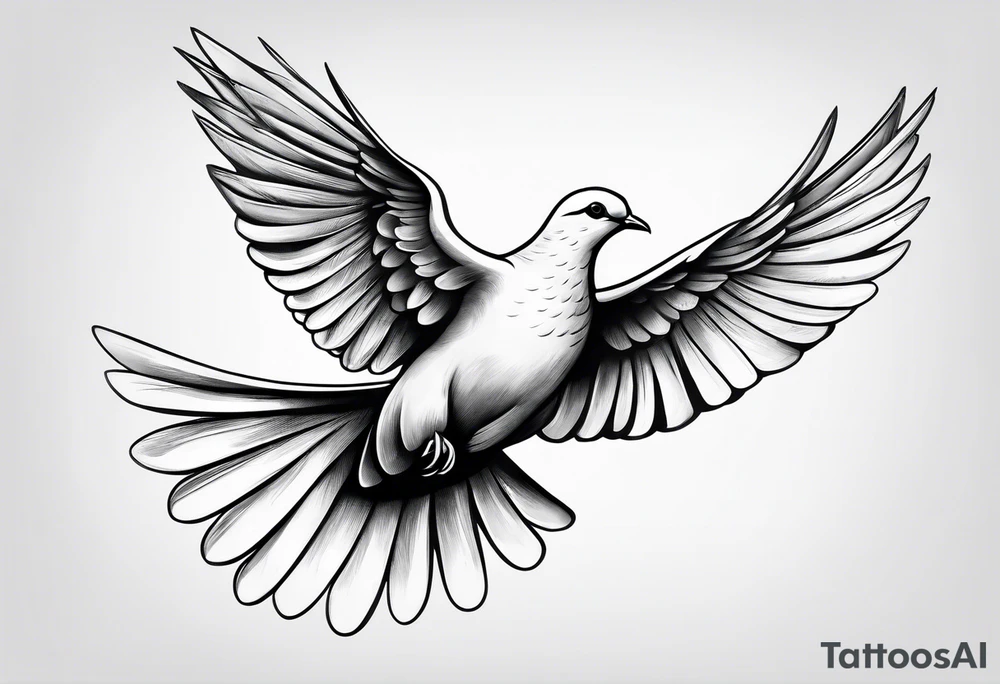 Dove flying horizontally tattoo idea