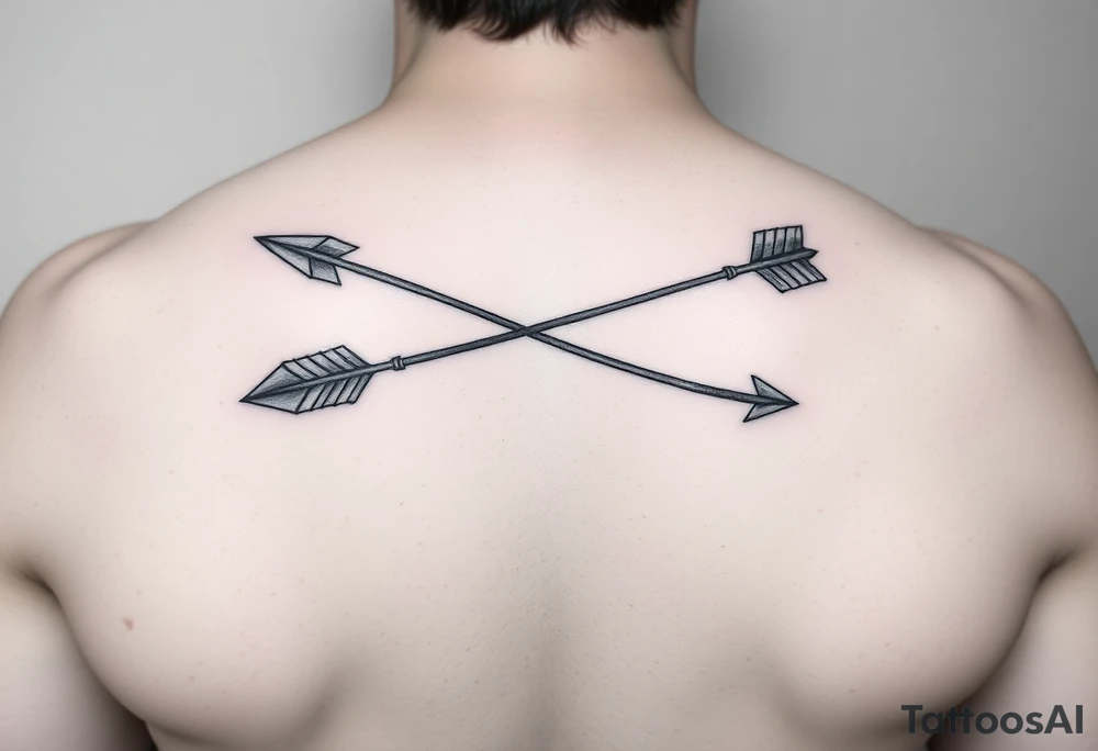 2 bow arrows one arrow is to incorporate the name Cameron and the other arrow is to incorporate the name Connor tattoo idea