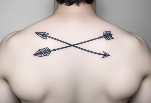 2 bow arrows one arrow is to incorporate the name Cameron and the other arrow is to incorporate the name Connor tattoo idea