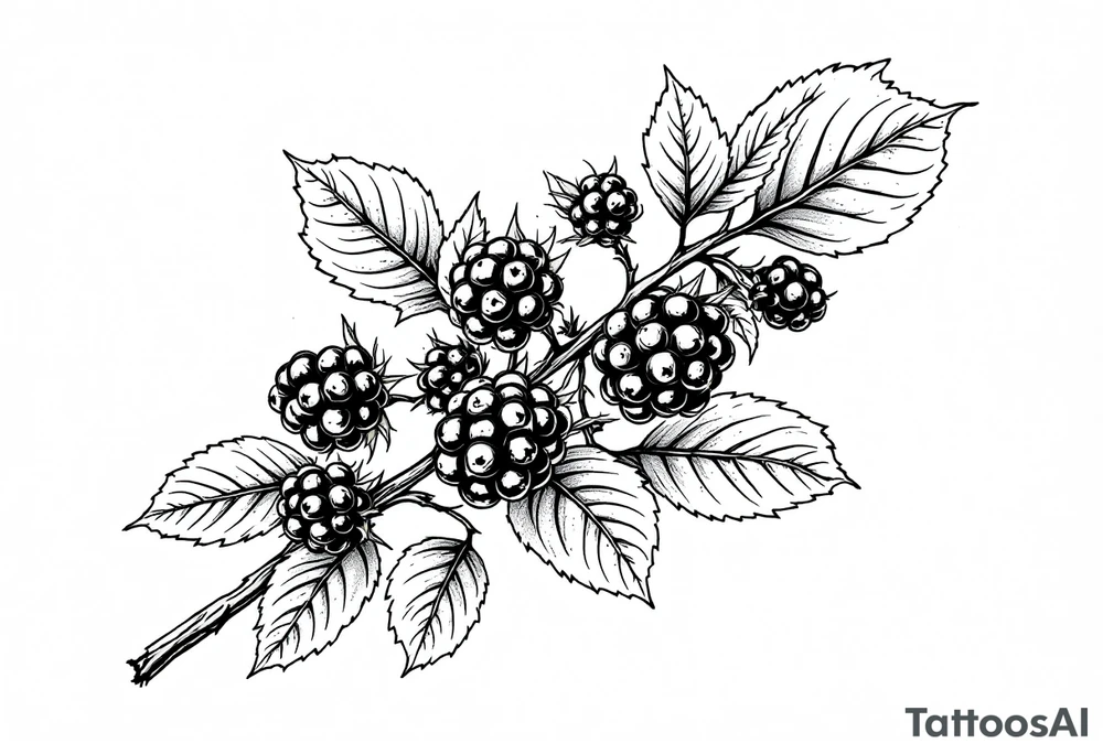American traditional style Blackberry branch tattoo idea