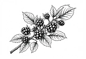 American traditional style Blackberry branch tattoo idea