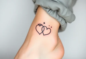 wedding rings tattoo with hearts and compass tattoo idea