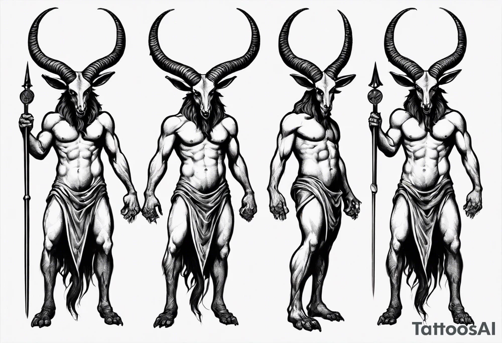 Baphomet standing full body with loincloth. tattoo idea
