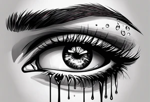 Bleeding tears flow from eye tattoo design nope eyebrow tattoo idea