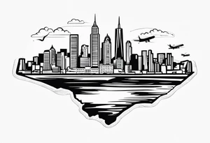 NYC skylinesurrounded by the island of cuba tattoo idea