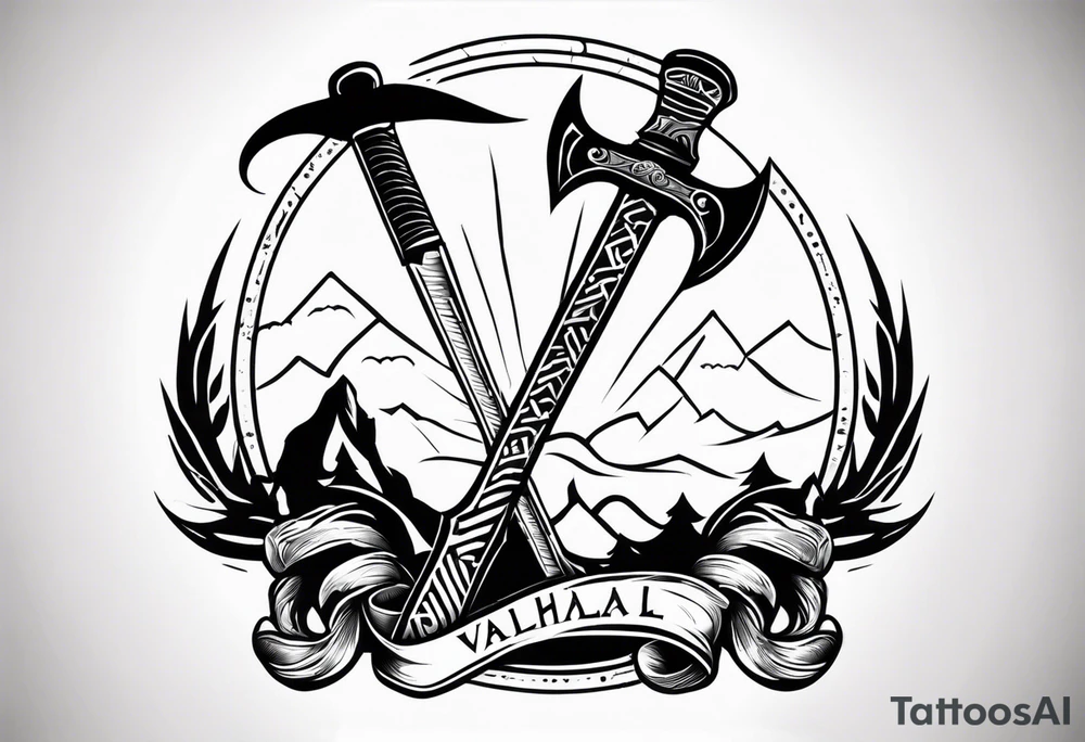 Valhalla sword axe tattoo idea