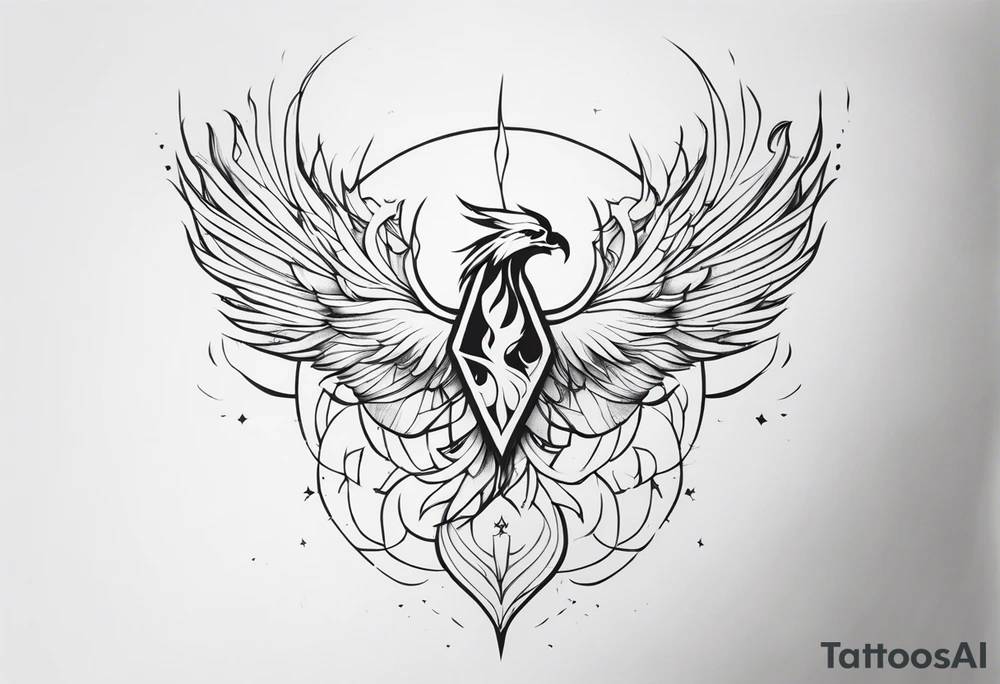 Half Phoenix Half Skeleton tattoo idea
