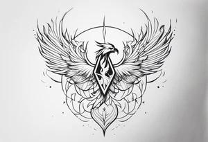 Half Phoenix Half Skeleton tattoo idea