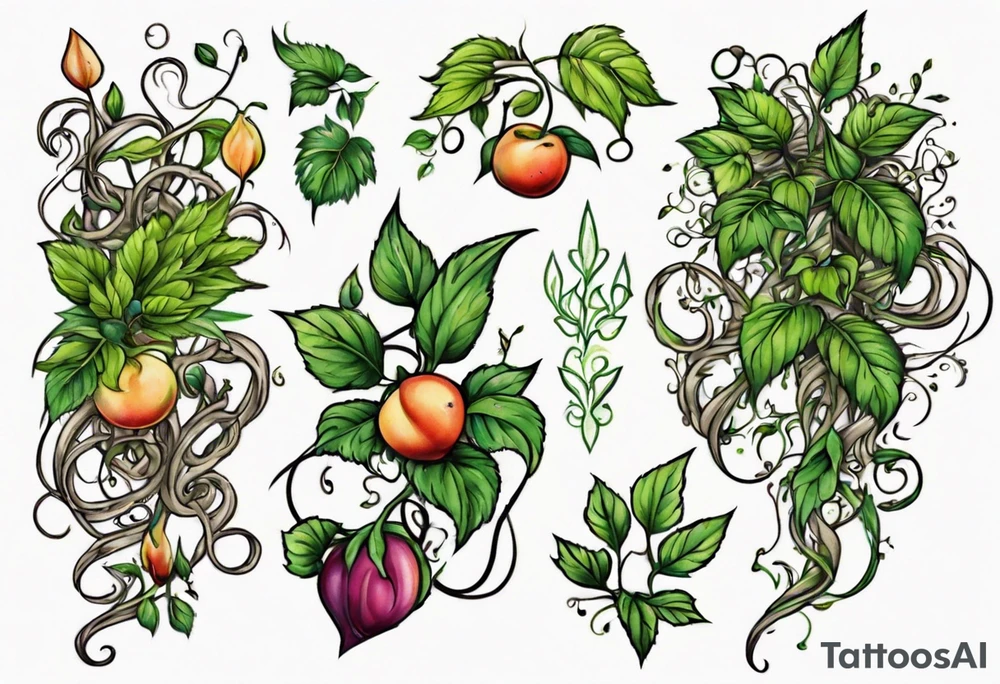 “Plant powered” with growing vines tattoo idea