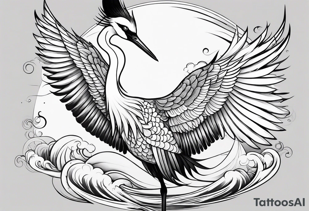Japanese crane tattoo idea