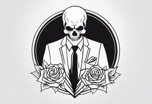 the devil wears a suit and tie writing with a skull, small tattoo idea