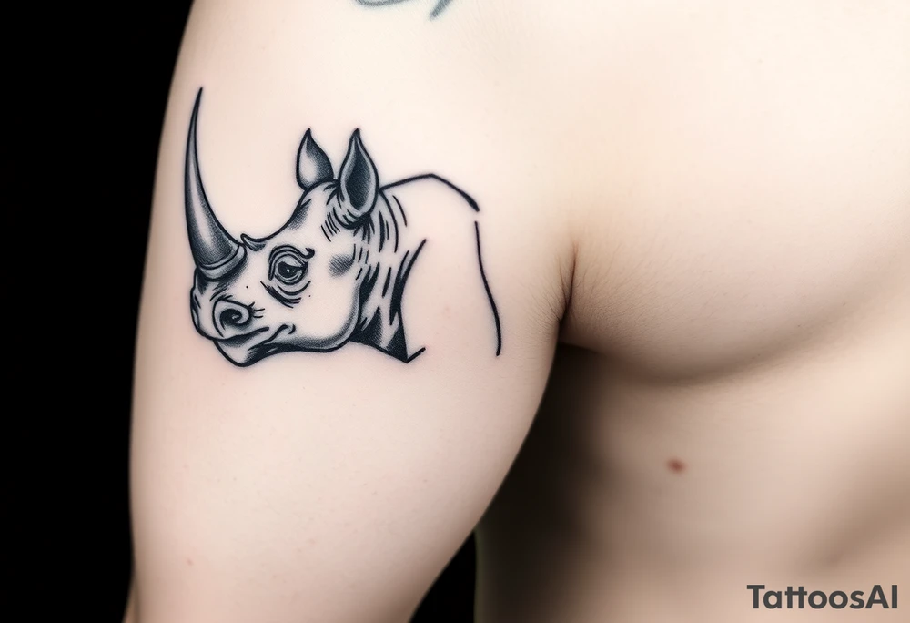 Rhino horn popping thru calf muscle tattoo idea