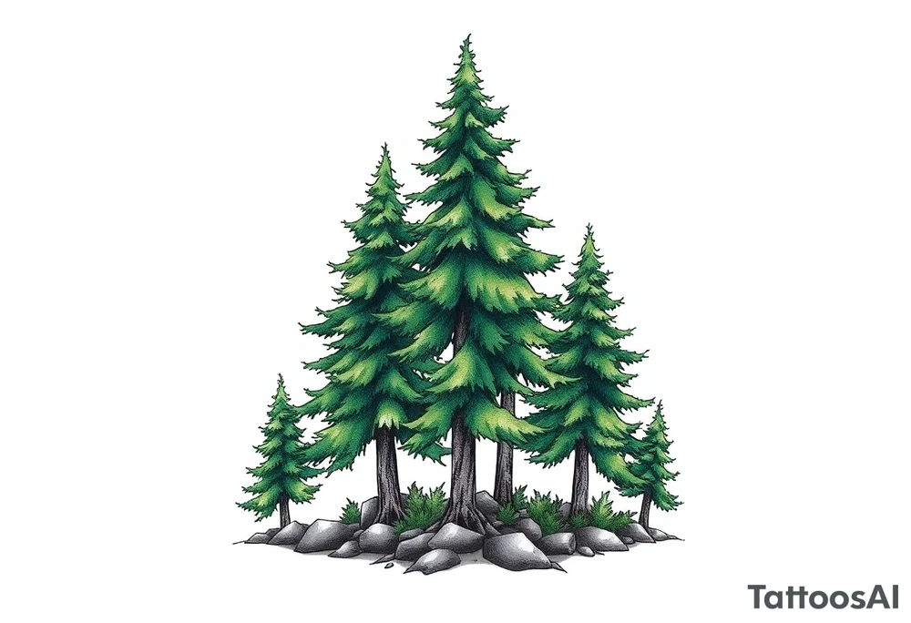 green trees tattoo idea