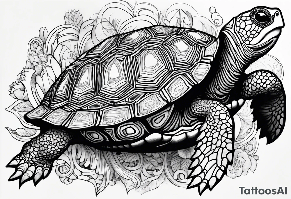 psychedelic turte, from the top, cute tattoo idea
