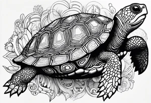 psychedelic turte, from the top, cute tattoo idea