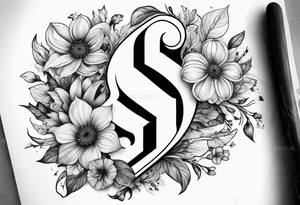 A surreal Letter S made out of flowers tattoo idea