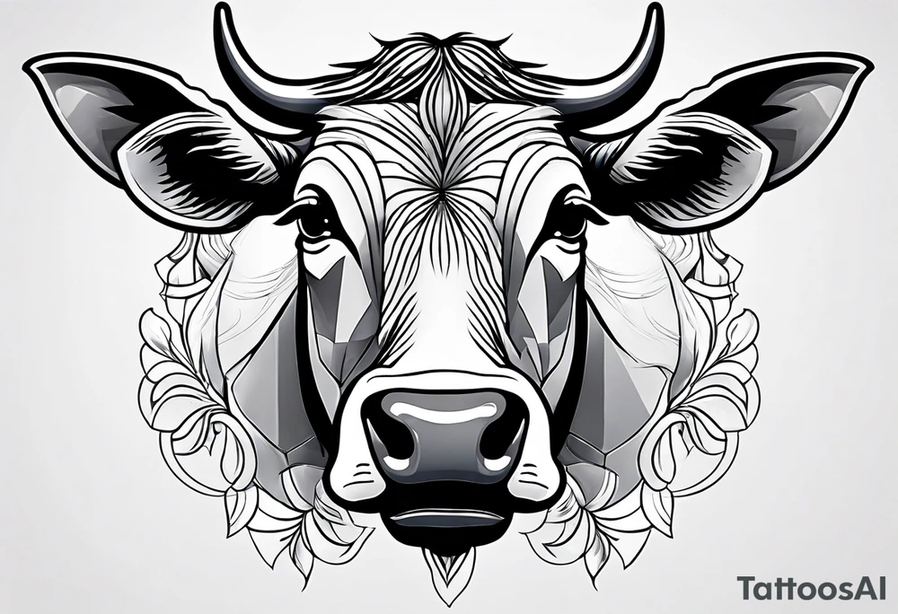 a cow with a sheet over its head and eyes cut out of the sheet tattoo idea