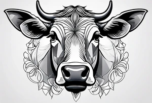 a cow with a sheet over its head and eyes cut out of the sheet tattoo idea
