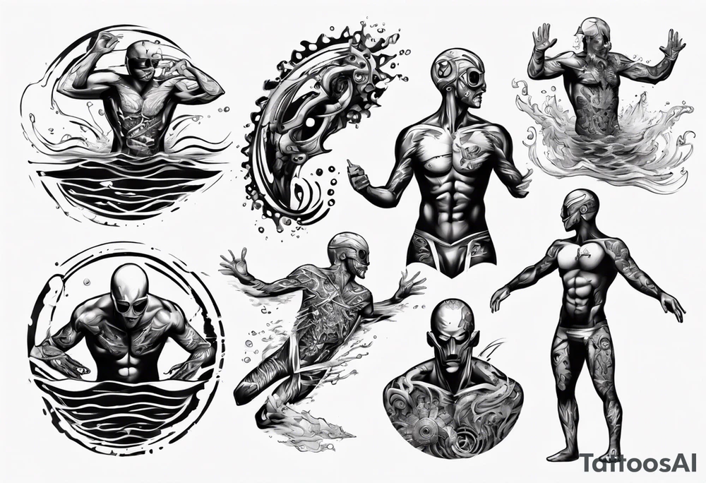 man swimming, no details tattoo idea